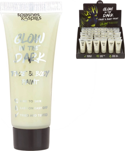Peinture phosphorescente pour le visage et le corps Karneval, lumineuse dans l’obscurité, en tube 10 ml - 1 pièce