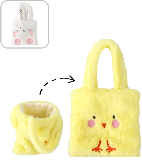 Sac en peluche de Pâques poussin ou lapin 16 × 16 cm