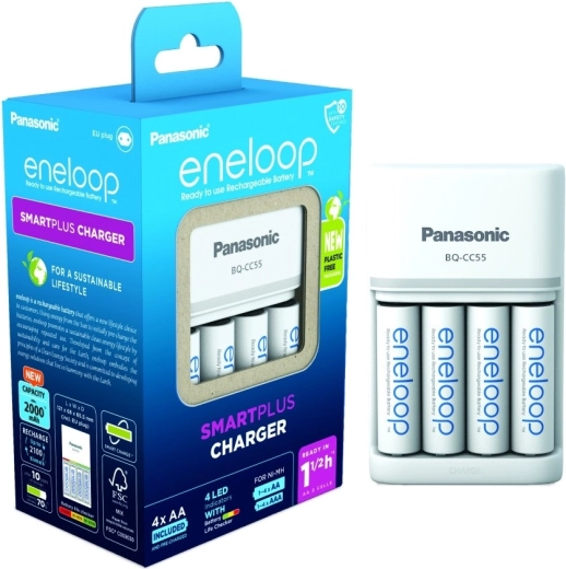 Chargeur Eneloop Smart and Quick BQCC55 + 4× piles AA