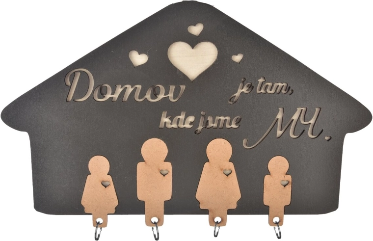 Porte-clés mural en bois avec inscription « Le foyer est là… »