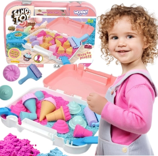 Sable cinétique Woopie avec kit de glaces dans une mallette