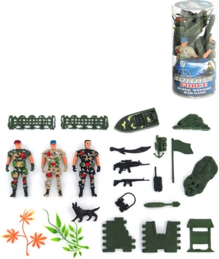 Set de jeu de soldats army avec accessoires en tube