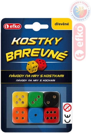 EFKO dés de jeu en bois colorés (6 pièces)