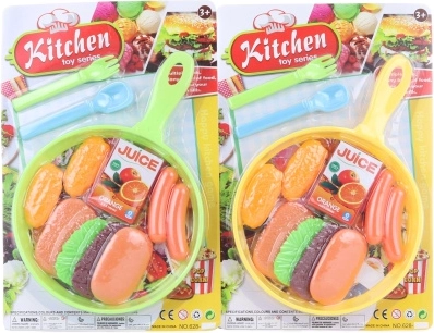 Poêle en plastique avec aliments et accessoires pour enfants 19 cm