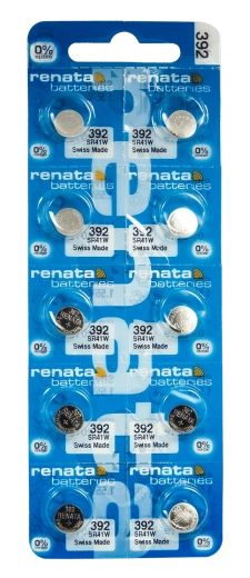 Renata SR41W 392 pile bouton pour montre 1,55 V 45 mAh, lot de 10 pièces