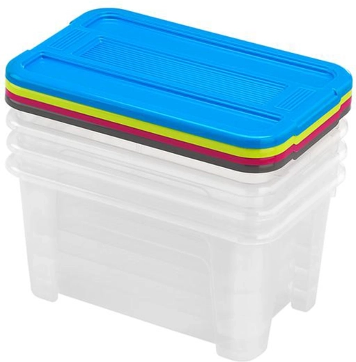 Boîtes de rangement avec couvercle 4,5 l – lot de 4