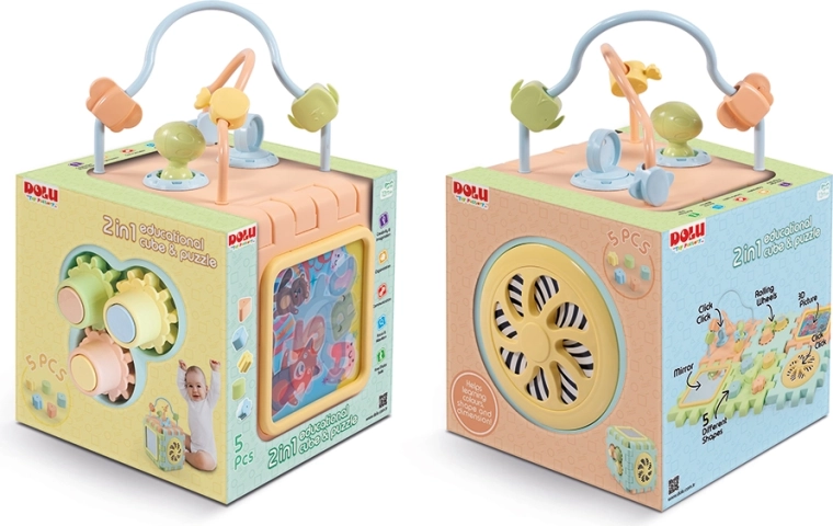 2 en 1 : cube et plateau de puzzle interactif