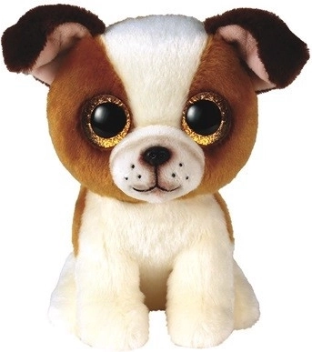 Chien en peluche Hugo brun-blanc 15 cm