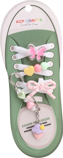 Ensemble de décorations pour lacets – papillon rose et glace