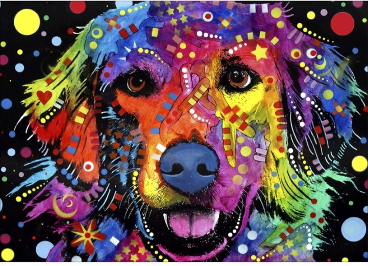 Broderie diamant (diamond painting) – chien abstrait 40 × 30 cm - 1 pièce