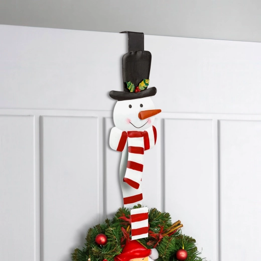 Crochet de porte de Noël suspendu avec motif de Saint-Nicolas, en métal, 38 cm