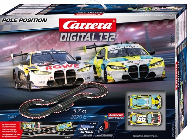 Circuit Carrera Digital 132 Pole Position 5,7 m avec voitures BMW M4 GT3