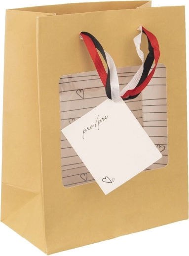 Sac cadeau en papier avec fenêtre cœur 18 × 10 × 23 cm