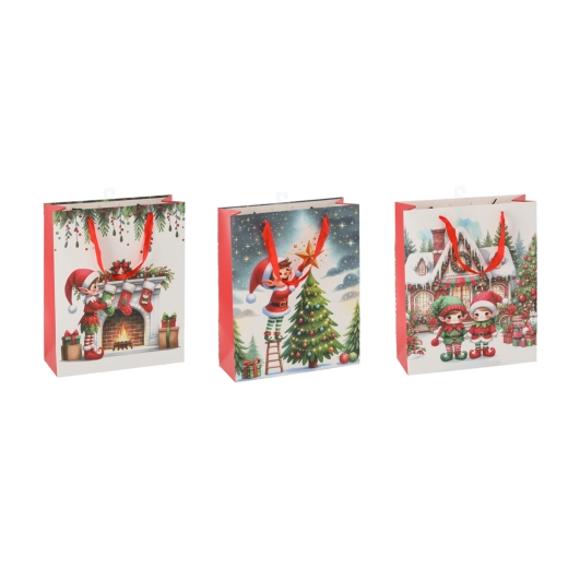 Sac cadeau de Noël lutin 26 × 32 × 10 cm