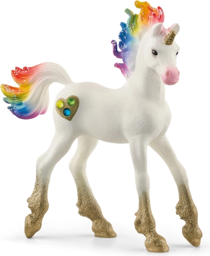 Poulain licorne arc-en-ciel Schleich bayala avec petits cœurs