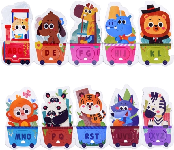 Alphabet de A à Z sous forme de train joyeux