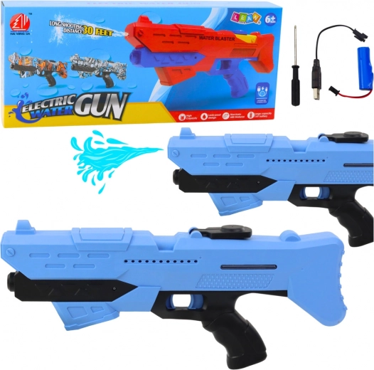 Pistolet à eau électrique bleu avec portée de 10 m