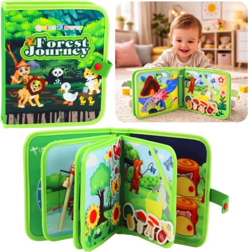 Livre sensoriel en feutrine – animaux sauvages 3D, livre d’activités éducatif pour enfants