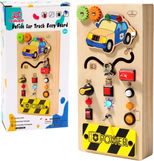 Tableau d’activités en bois Police avec lumières LED