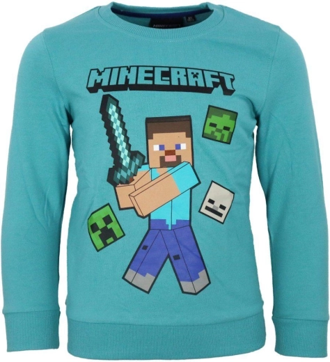 Sweat à capuche turquoise Minecraft