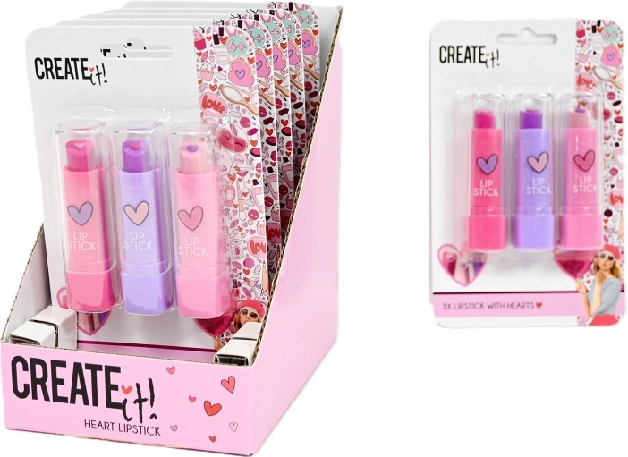 Create It! coffret de rouges à lèvres pour enfants Love – 3 couleurs