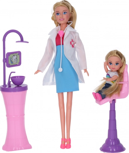 Poupée dentiste avec petite fille 29 cm