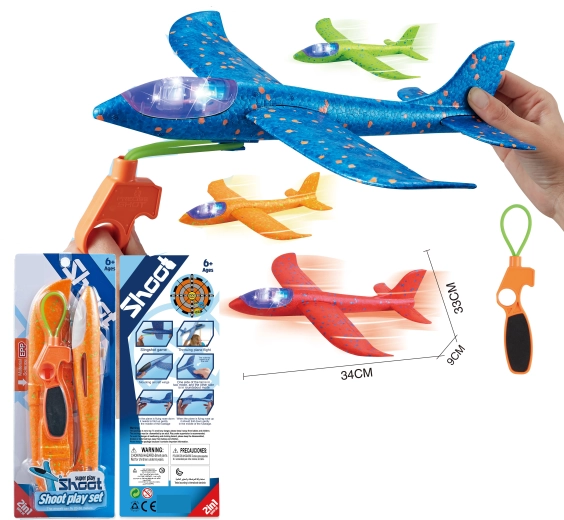 Avion lanceur avec lumières LED 34 cm