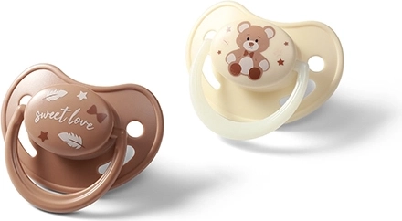 BabyOno tétines anatomiques en silicone 0–6 mois, 2 pcs (jour + phosphorescente)