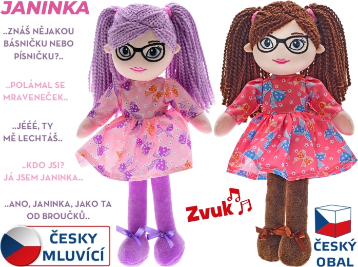 Poupée en tissu Janinka 30 cm, parlant tchèque