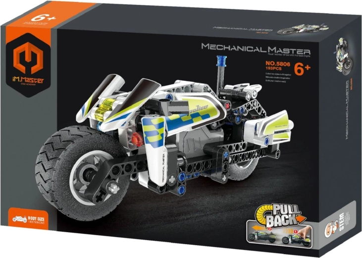 Mechanical Master kit de construction de moto de police à mécanisme à rétropropulsion, 193 pièces