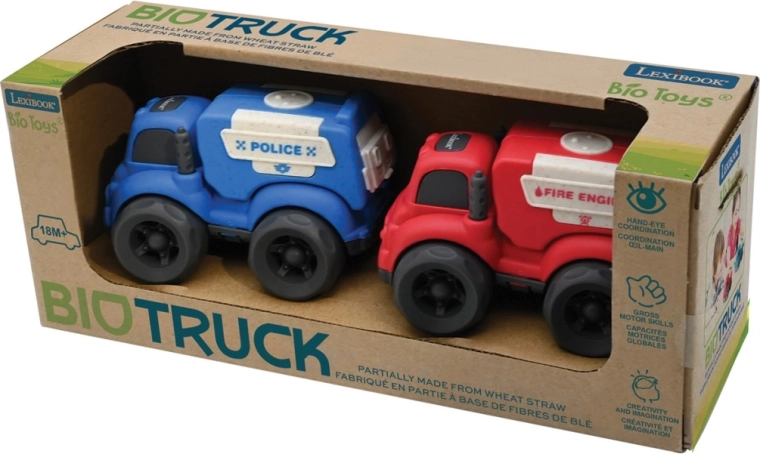 Lexibook set voiture de police et camion de pompiers en bioplastique 10 cm