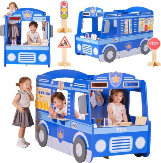 Grande voiture de police en bois VIGA pour enfants