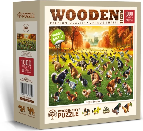 WOODEN CITY Puzzle en bois Symphonie canine dans le parc, 1000 pièces
