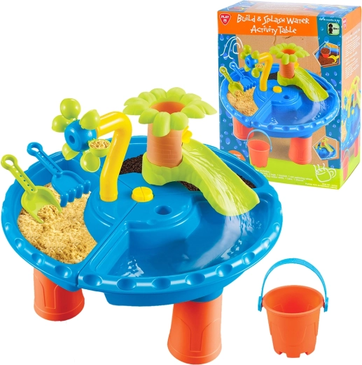 PlayGo table de jeu avec activités de construction et jets d’eau (15 pièces)