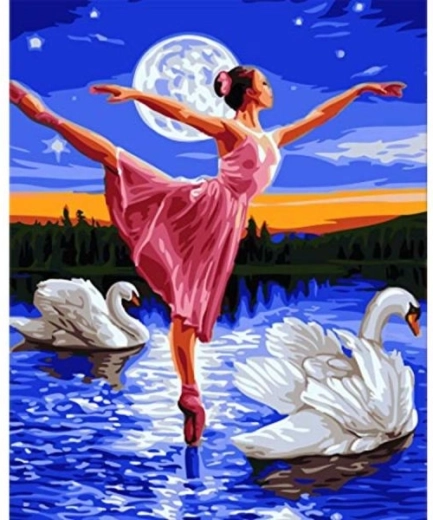 Broderie diamant (diamond painting) Lac des cygnes – ballerine 30 × 40 cm