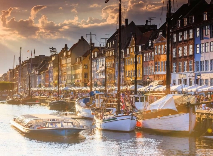 Puzzle Scandinavie : Coucher de soleil à Copenhague 500 pièces