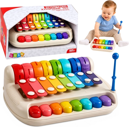 Xylophone et petit piano 2-en-1 pour enfants avec baguette