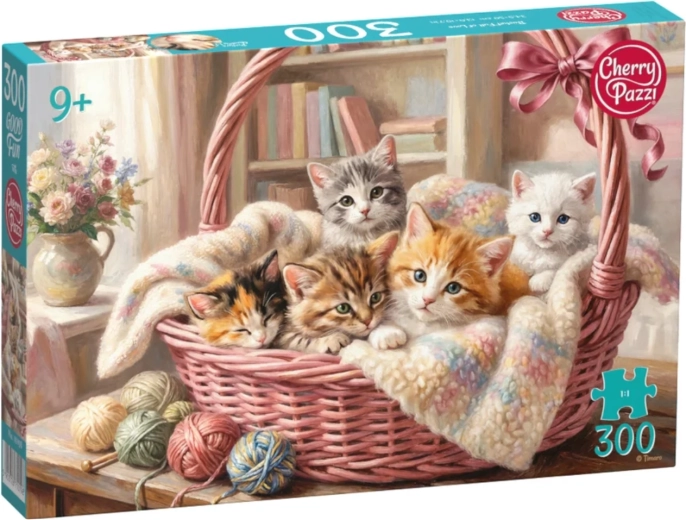 Puzzle Cherry Pazzi Chatons dans un panier, 300 pièces