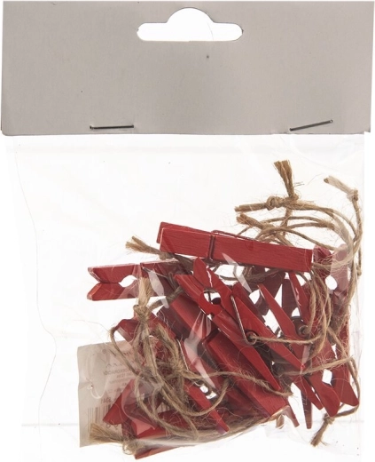 Pinces à linge en bois suspendues rouges – 12 pièces
