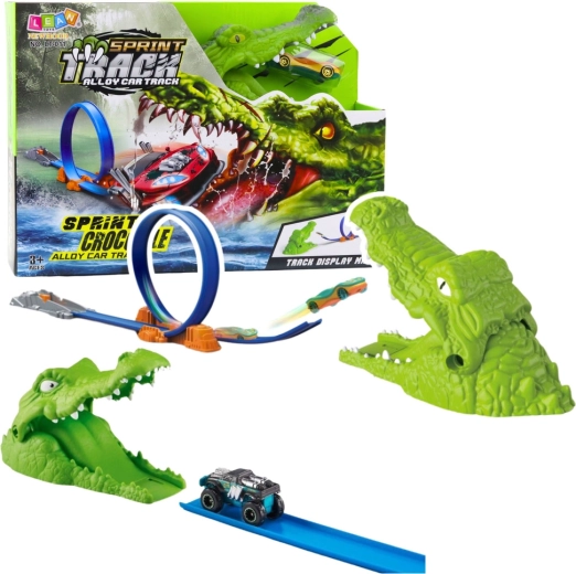 Circuit de voitures avec catapulte et crocodile