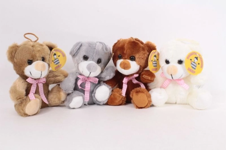 Ourson en peluche avec nœud 14 cm