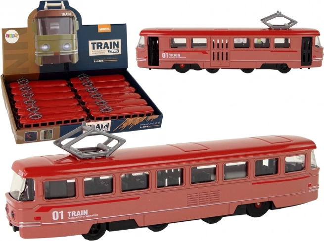 Train métallique rouge à friction avec sons