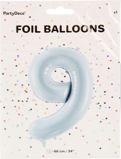 Ballon en aluminium chiffre 9 bleu 86 cm