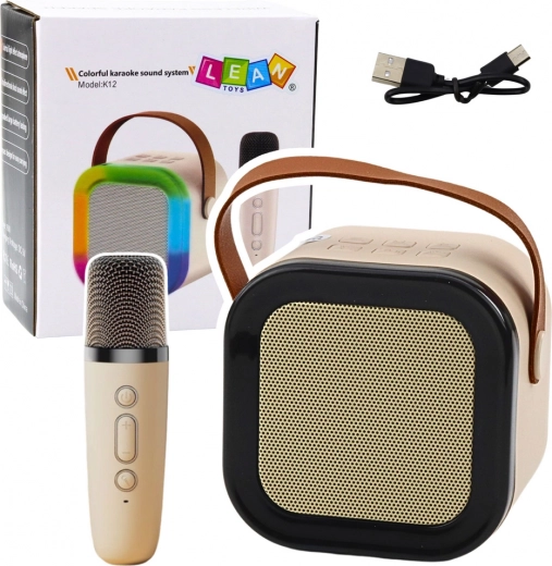 Enceinte karaoké sans fil avec microphone K12 RGB Bluetooth – beige