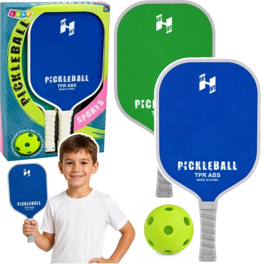 Kit de pickleball – 2 raquettes et balle perforée vert-bleu