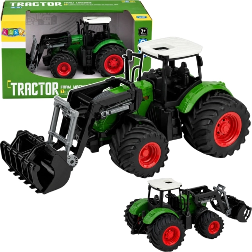 Tracteur de ferme avec chargeur frontal 1:24, roues en caoutchouc, vert