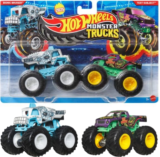 Hot Wheels Monster Trucks Bionic Bruiser vs Test Subject – set de 2 voitures