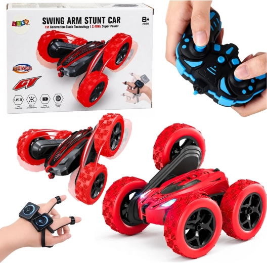 Voiture RC de cascade avec commande gestuelle 360° rouge