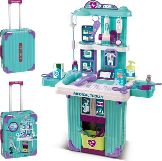 Valise 2-en-1 et cabinet médical pour enfants avec accessoires