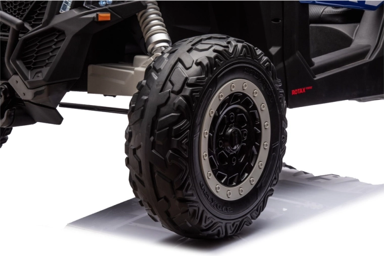 Roues à gros crampons et suspension pour une meilleure stabilité